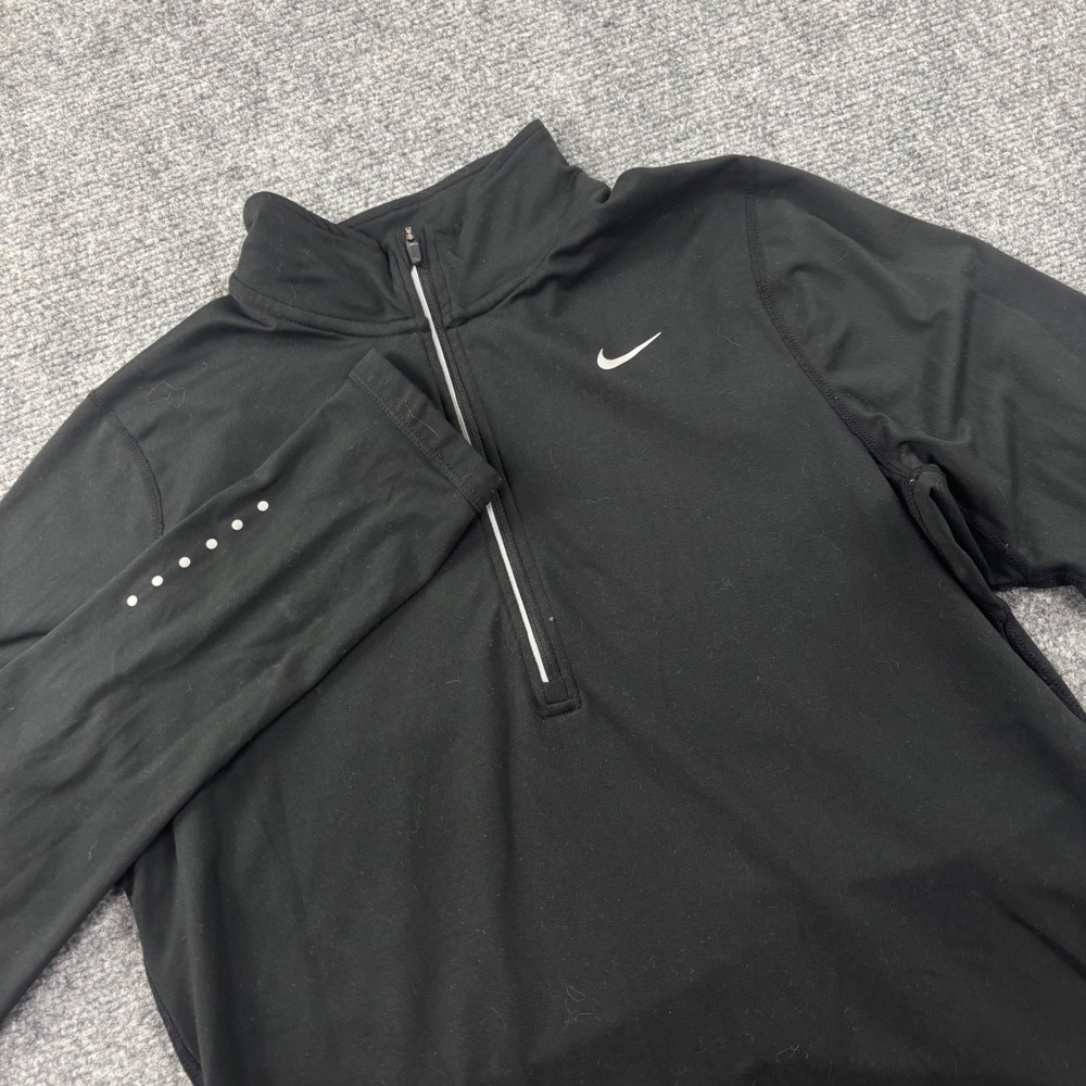 Nike‎ Dri-FIT Quarter Zip Pullover Medium Black Reflective Running Top Womens